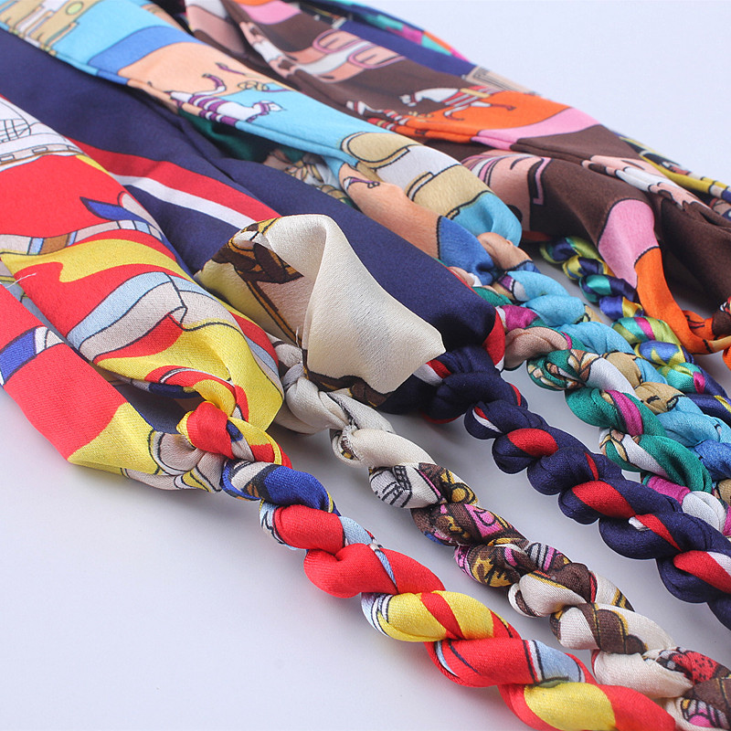 长丝带编织女士腰带装饰百搭配裙子宽简约新款韩版学生腰链打结潮绿色