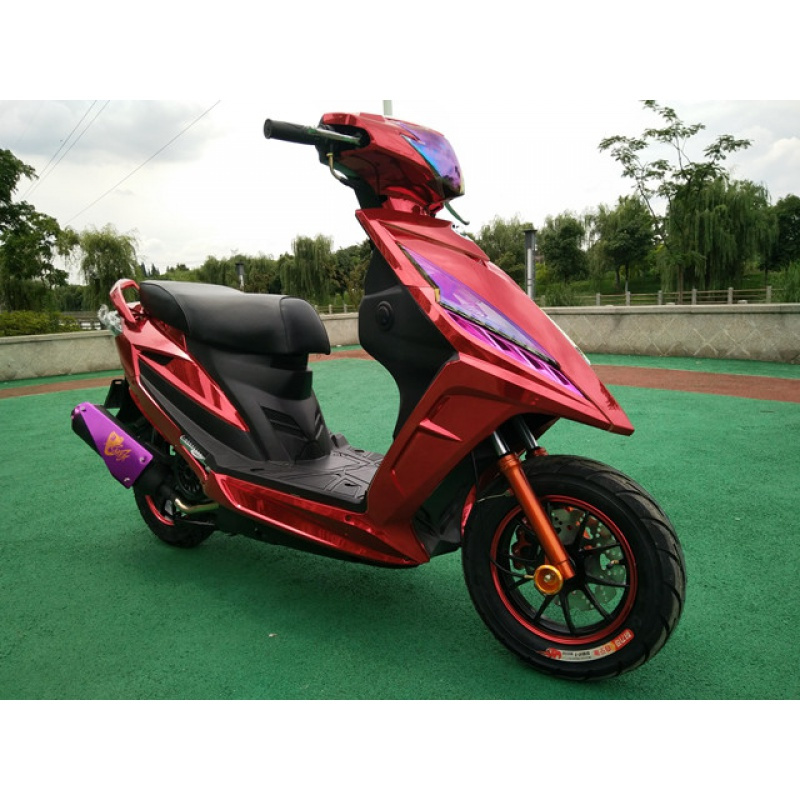改装鬼火摩托车125cc战速迅鹰小龟王踏板燃油摩托车整车可上牌电镀红