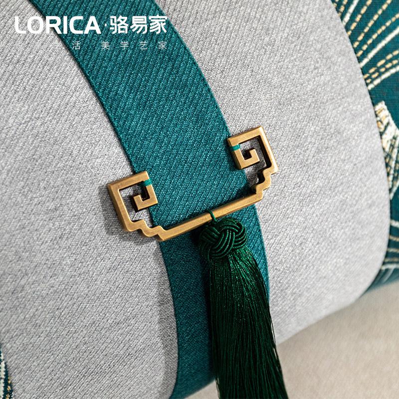 家柏饰(CORATED)新中式抱枕代沙发卧室床头靠枕靠垫腰枕含芯 一叶知秋高清大图