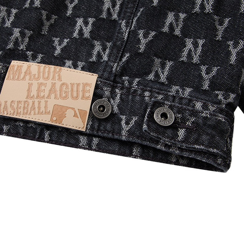 美职棒(MLB)牛仔外套女复古老花系列休闲夹克上衣3FDKM0321-50GRD