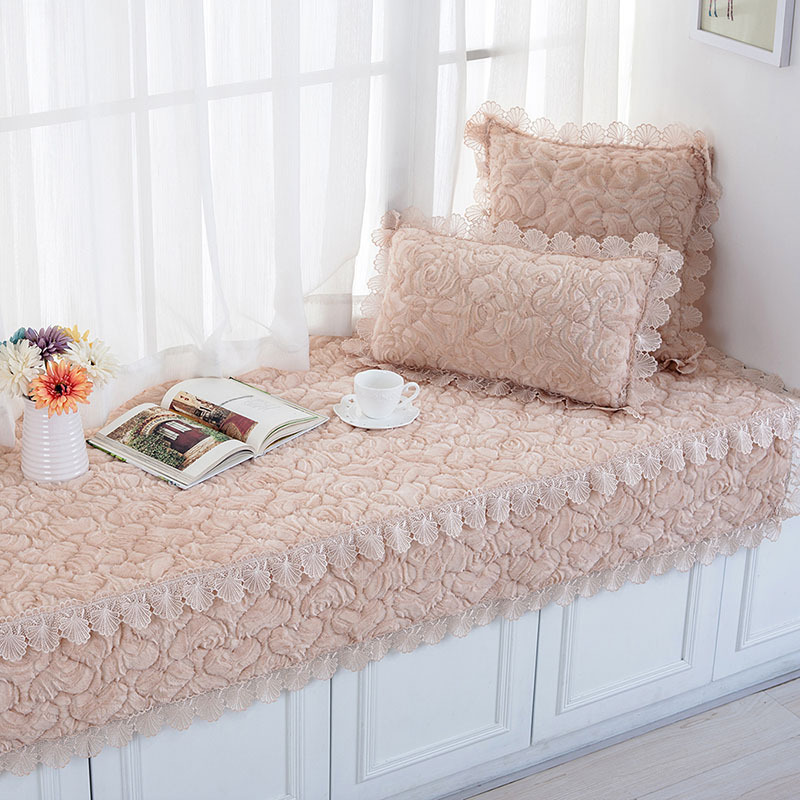 汐岩飘窗垫北欧风窗台垫公主卧室装饰飘窗毯飘窗榻榻米阳台垫子厚 香槟色70*150CM一条