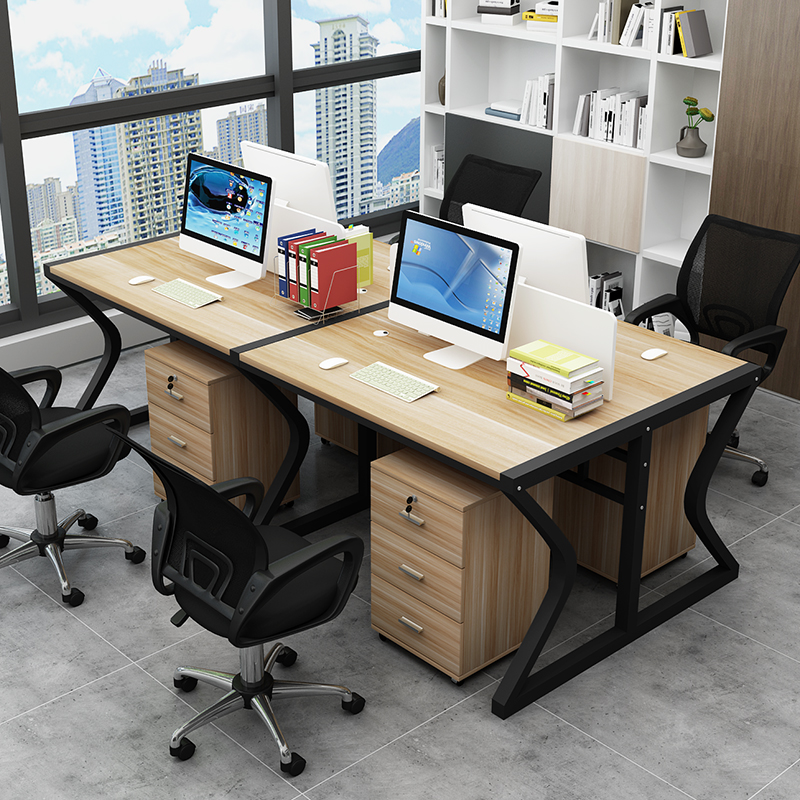 鑫环境 四人位含柜不含椅1200*1200*750mm 职员桌多人办公桌4人位屏风卡座2/6四人六人工位简约现代隔断桌子