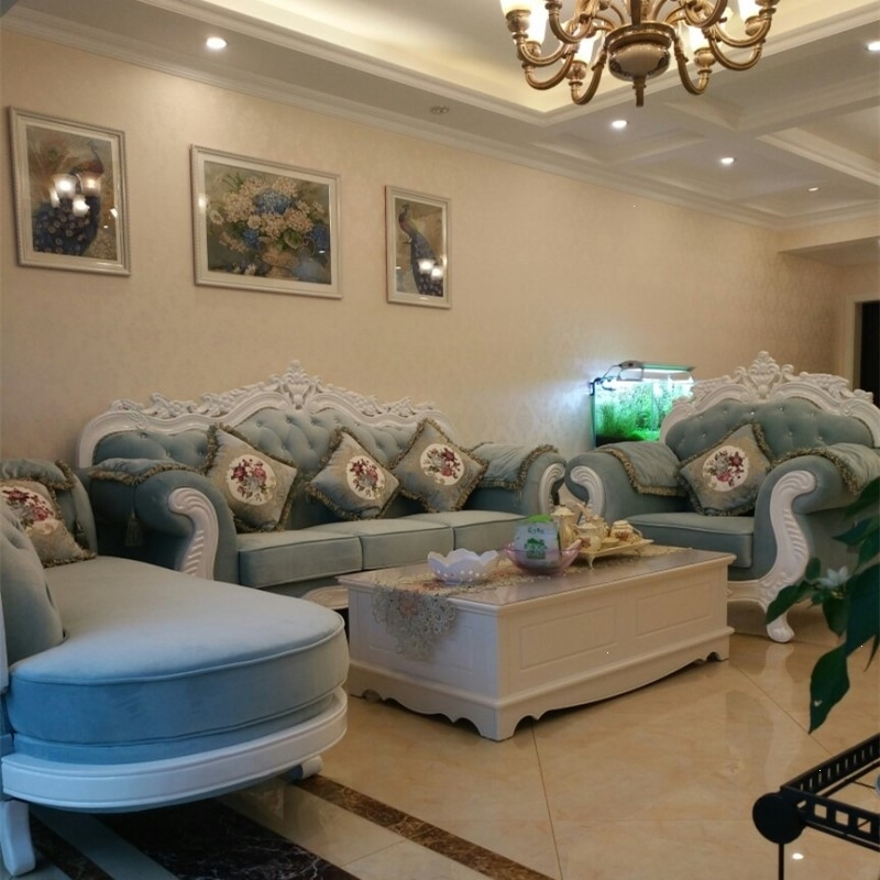 欧式布艺符象沙发123组合大小户型客厅整装实木美容院门店三人位工厂