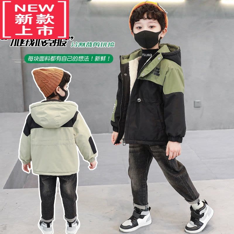 可莉允小男童秋冬装棉服男孩儿童装洋气冬款加绒棉衣派克风衣外套潮8岁9图片