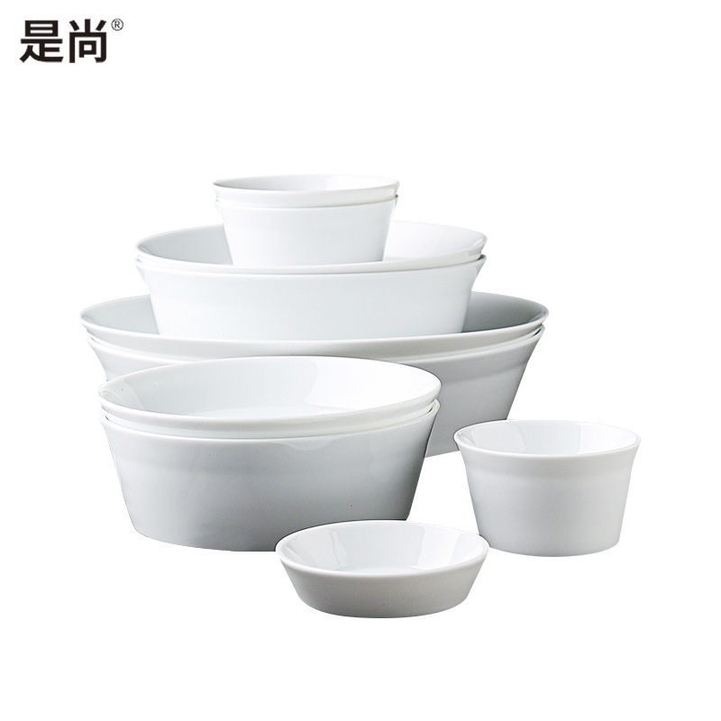 是尚 陶瓷白山圆碗盘餐具套装