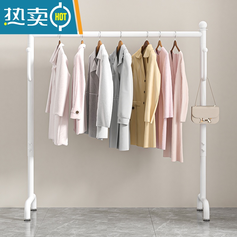 敬平晾衣架落地卧室内折叠单杆阳台出租房宿舍酒店凉晒挂衣服家用架子 纳米金色长100高130高清大图