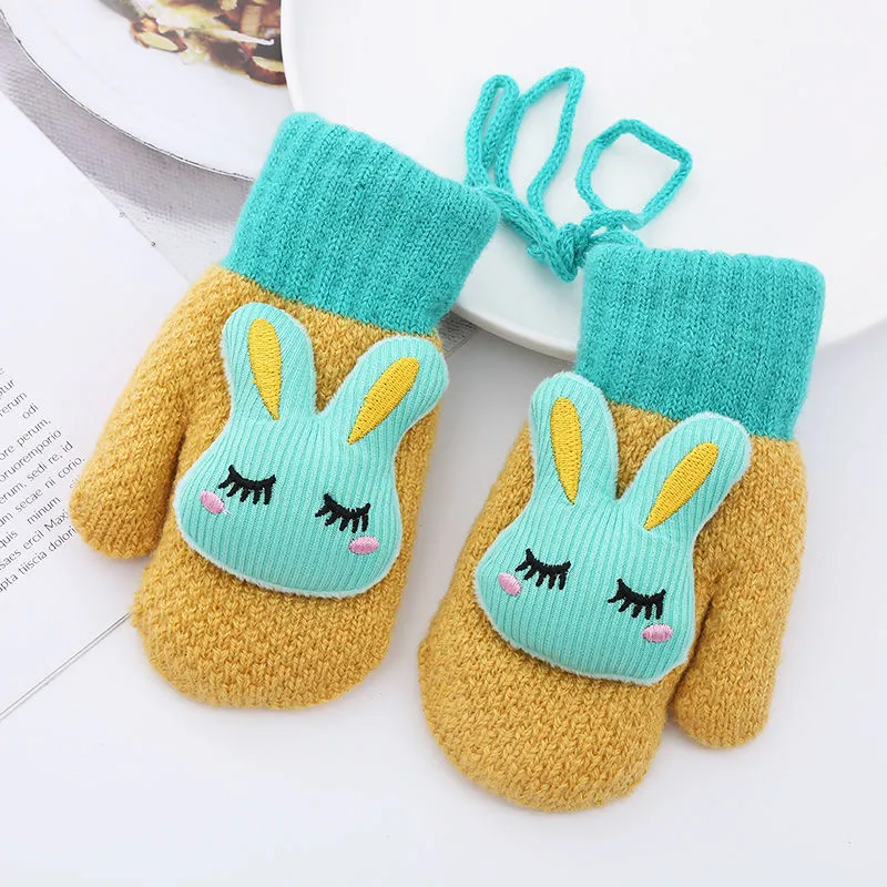 0-3-6周岁中幼儿童手套冬季保暖宝宝小兔子小孩加绒加厚男女新款莎丞