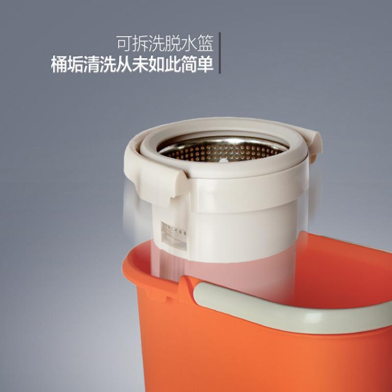 大卫 拖把桶旋转拖布 家用Q5橘色(普通不锈钢花篮+1杆2头)*