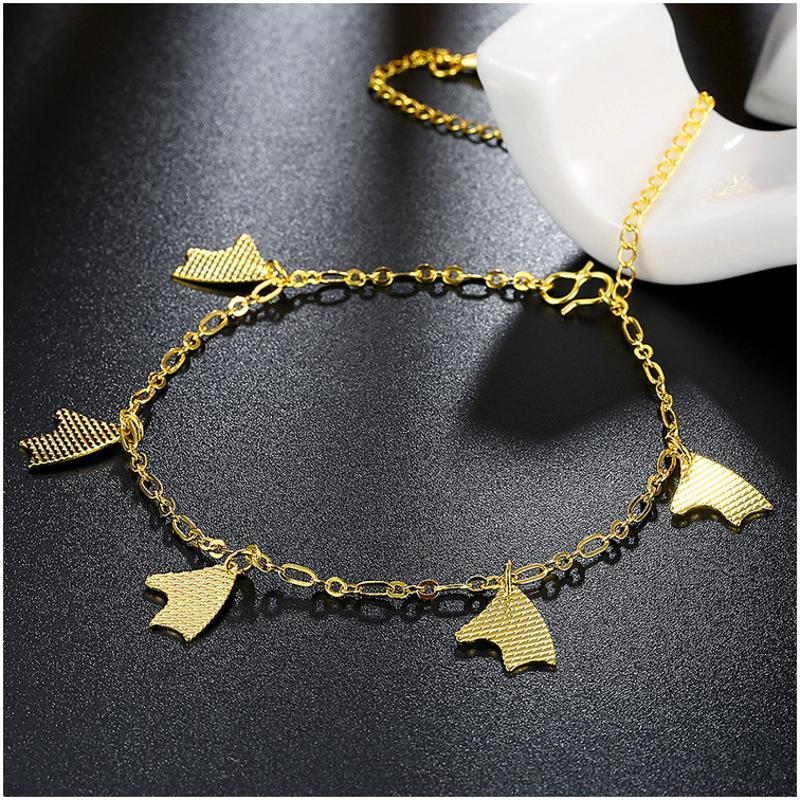 A049-A Women 18K yellow gold anklet jewelry 镀黄金色女脚链潮