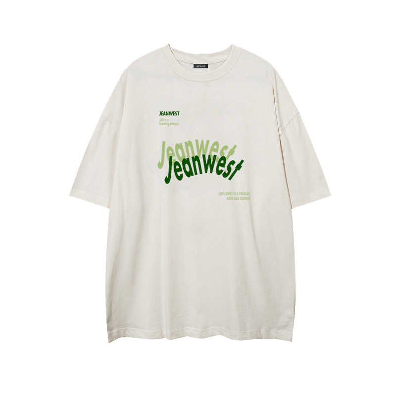 真维斯美式字母印花t恤女纯棉短袖夏季新款vintage潮牌宽松上衣服