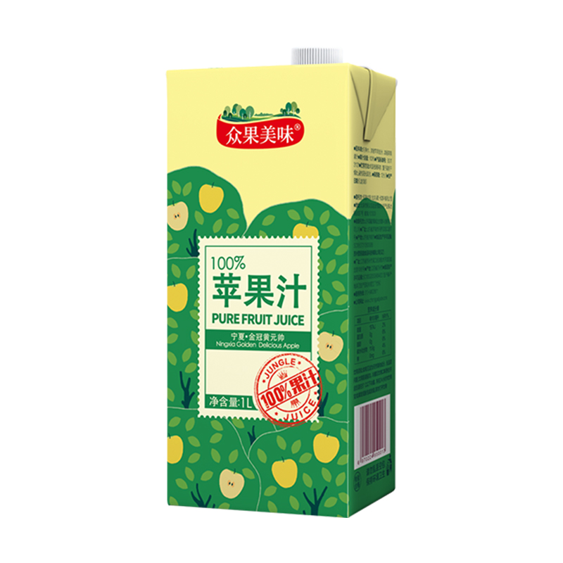 众果美味水果果汁 1L单盒尝鲜装苹果汁