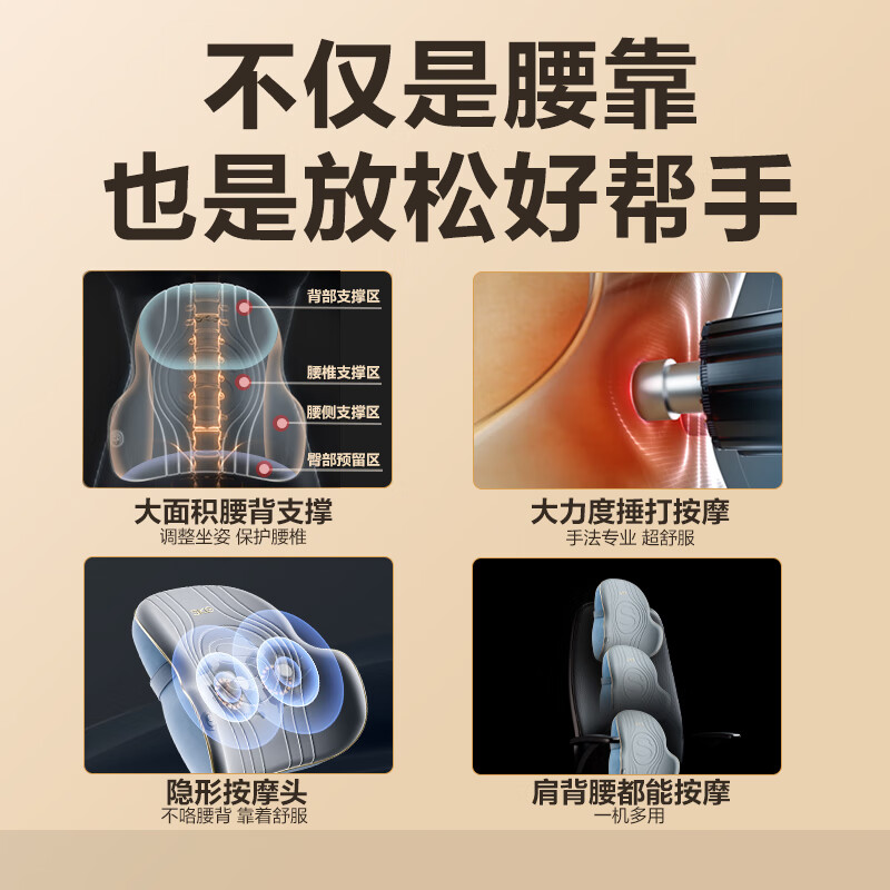 艾诗凯奇(SKG) 腰部按摩器 腰椎背双头捶打按摩仪 全身肩颈按摩枕躺垫靠垫 送男女友生日元宵节礼物高清大图
