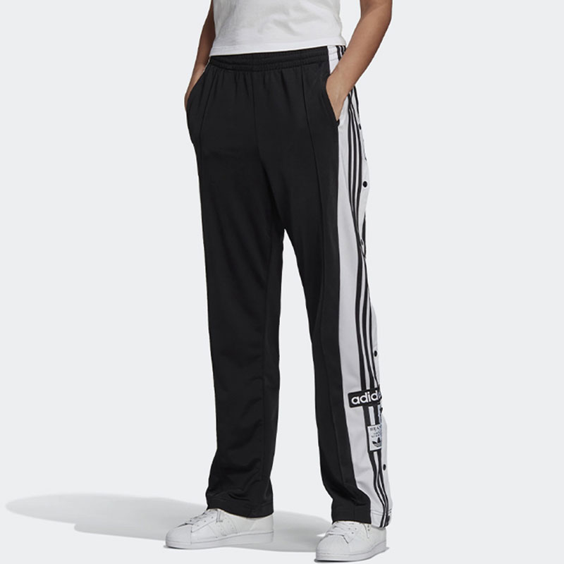 adidas originals三叶草 侧边排扣拼接直筒运动裤 国际码 秋季 女款