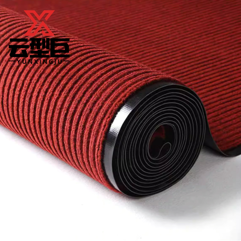 云型巨 条纹地毯 大面积铺满可裁剪入户门地垫地毯防滑进门门垫脚垫 暗红色1.8m*15m 单位:卷高清大图