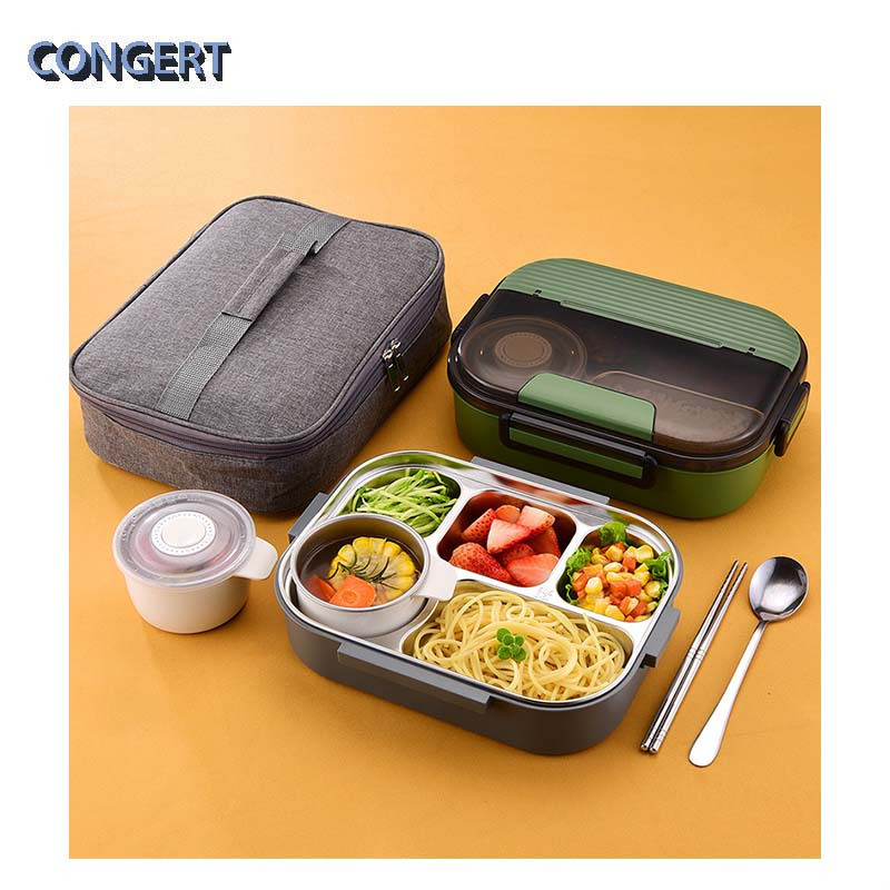 CONGERT 保温饭盒 五格+餐具+碗 套高清大图