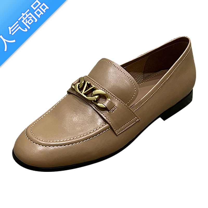 SUNTEK圆头小皮鞋一脚蹬软底百搭乐福鞋女英伦风平底懒人通勤单鞋子高清大图