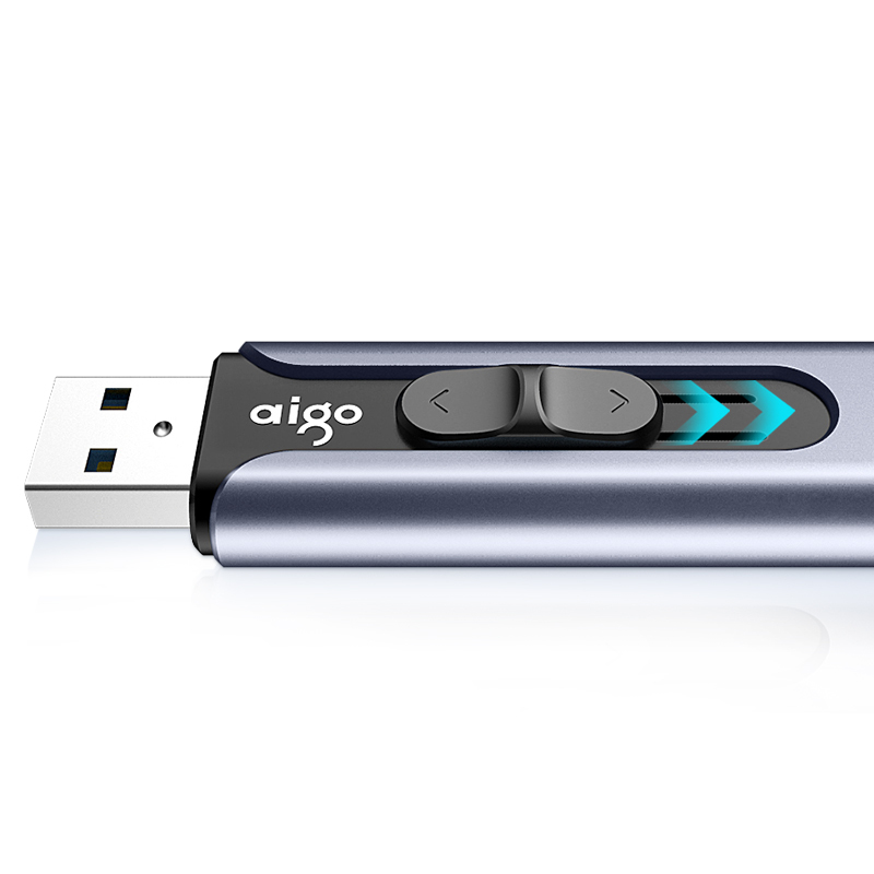 爱国者(aigo)64GB USB3.0 U盘 U335金属推拉款 蓝色 时尚高速
