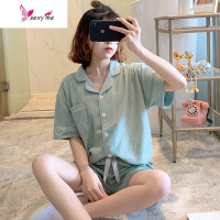 韩版公主风睡衣少女夏季短袖棉简约色可爱学生家居服日系开衫 FISH BASKET