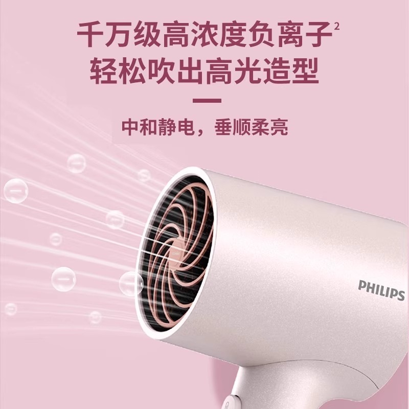 飞利浦(PHILIPS)电吹风机 家用负离子护发 大功率速干 粉金筒 BHD321/55高清大图