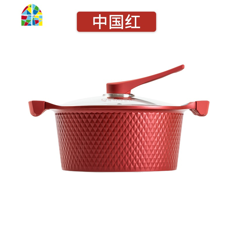 韩国迪迪尼卡煎锅不粘锅电磁炉专用烙饼锅家用煎鸡蛋平底锅 FENGHOU 中国红汤锅