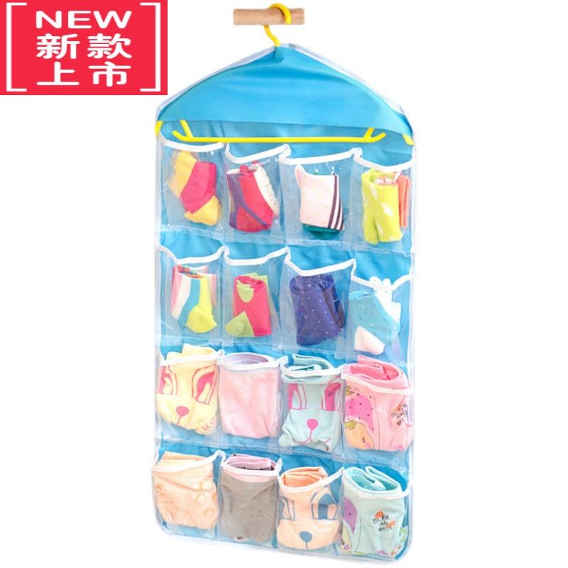 可莉允内衣收纳袋16格家用收纳袋悬挂式墙挂式布艺内衣袜子文胸收纳挂袋图片