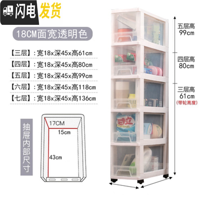三维工匠窄柜子长条靠墙 厨房冰箱侧边夹缝柜储物间置物架橱柜多层抽屉式收纳柜高清大图