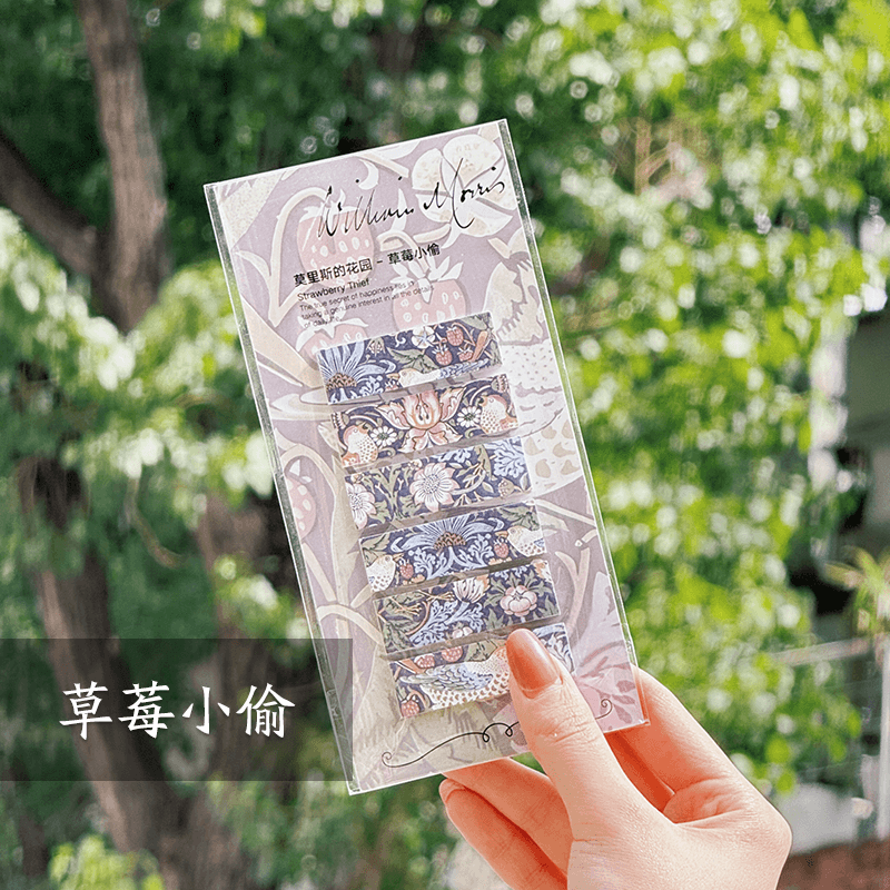 莫里斯花园系列索引贴(套装) [正版]有点想法威廉莫里斯花朵索引贴便利贴标签贴高颜值复古风粘性小条可撕 格纹花架 草莓小高清大图