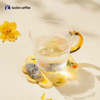 瑞幸咖啡(luckin coffee)花喵冷变玻璃杯女可爱便携高颜值水杯办公室茶杯