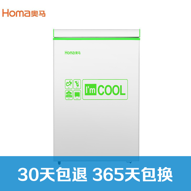 奥马（Homa） BC/BD-98 98升 一级节能 冷藏冷冻 卧式 家用 多用途冷柜（绿晶白）