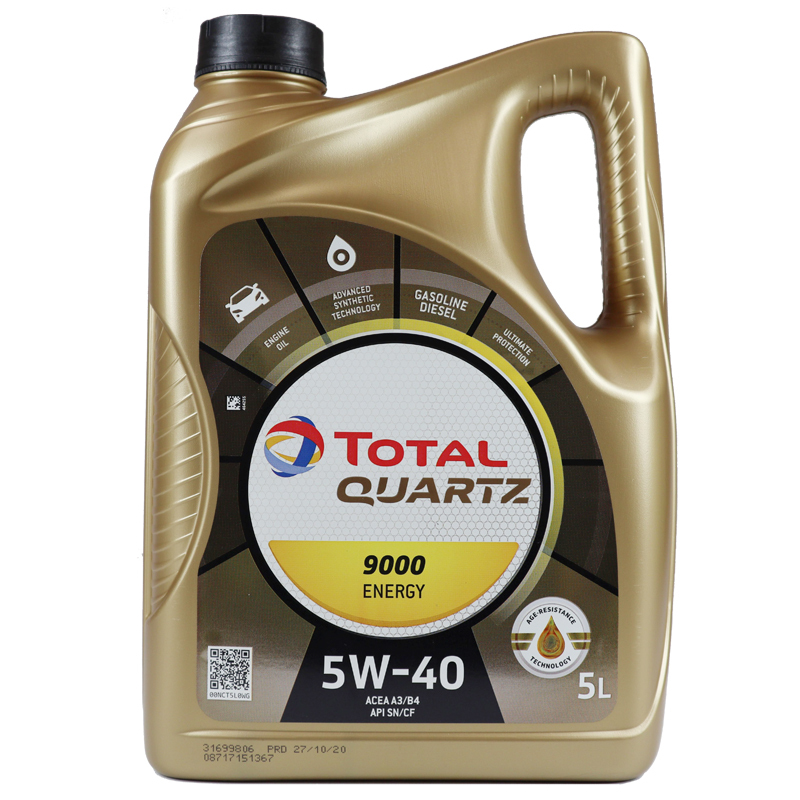 道达尔(TOTAL) 极驰 9000 5W-40 SN级别 全合成机油 5L/瓶 法国原装进口高清大图