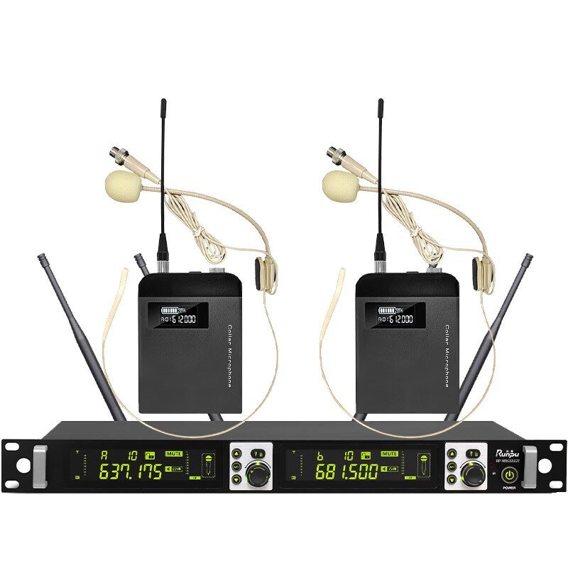 润普 专业会议话筒 真分集 无线一拖二头戴式麦克风RP-WXGS512T高清大图