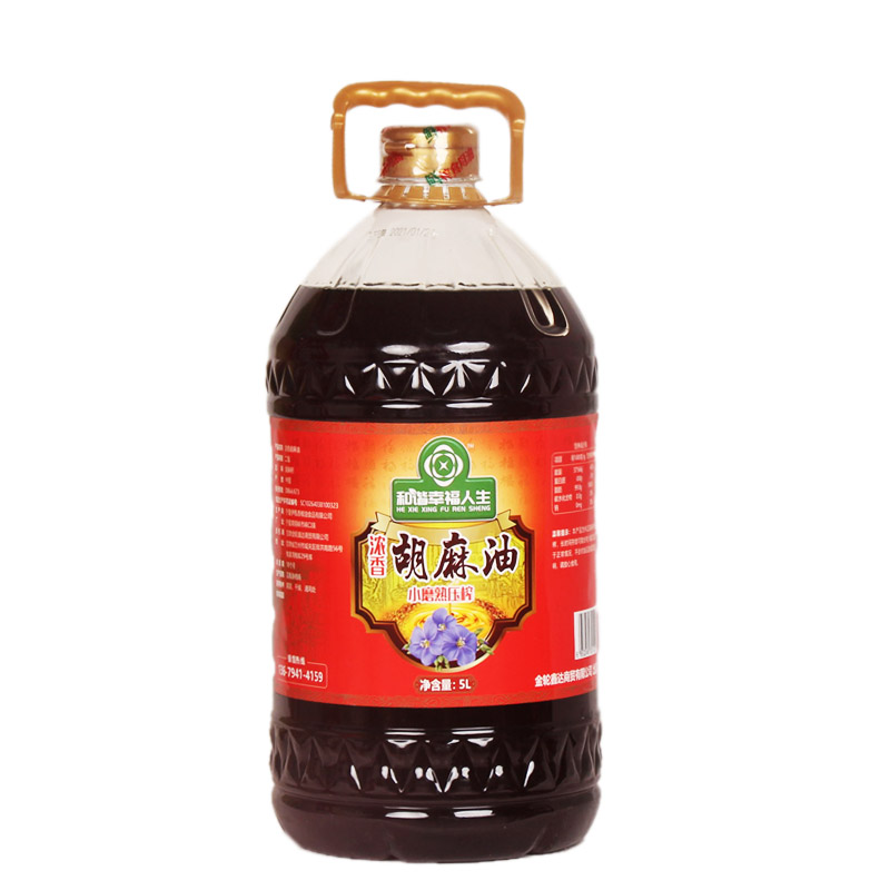 和谐幸福人生小磨熟压榨浓香胡麻油5L/桶