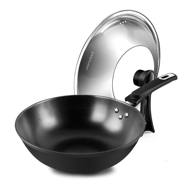 荣事达铸铁炒锅rhzbx30不粘锅无油烟无涂层燃气电磁炉通用炒菜锅rhzbx