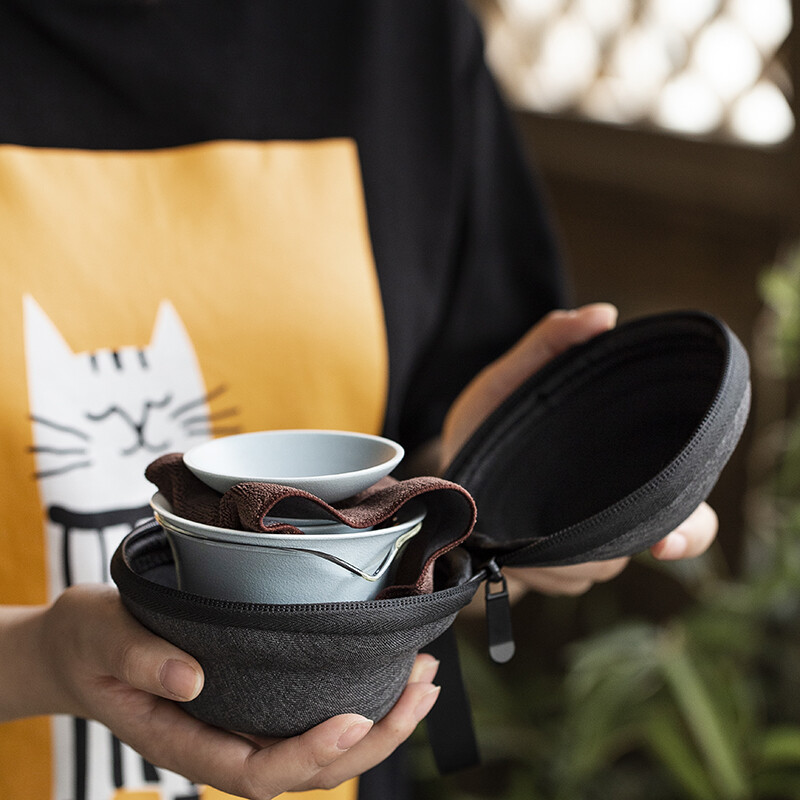 字器 福途快客旅行便携茶器一盖碗一公道两杯礼品装高清大图