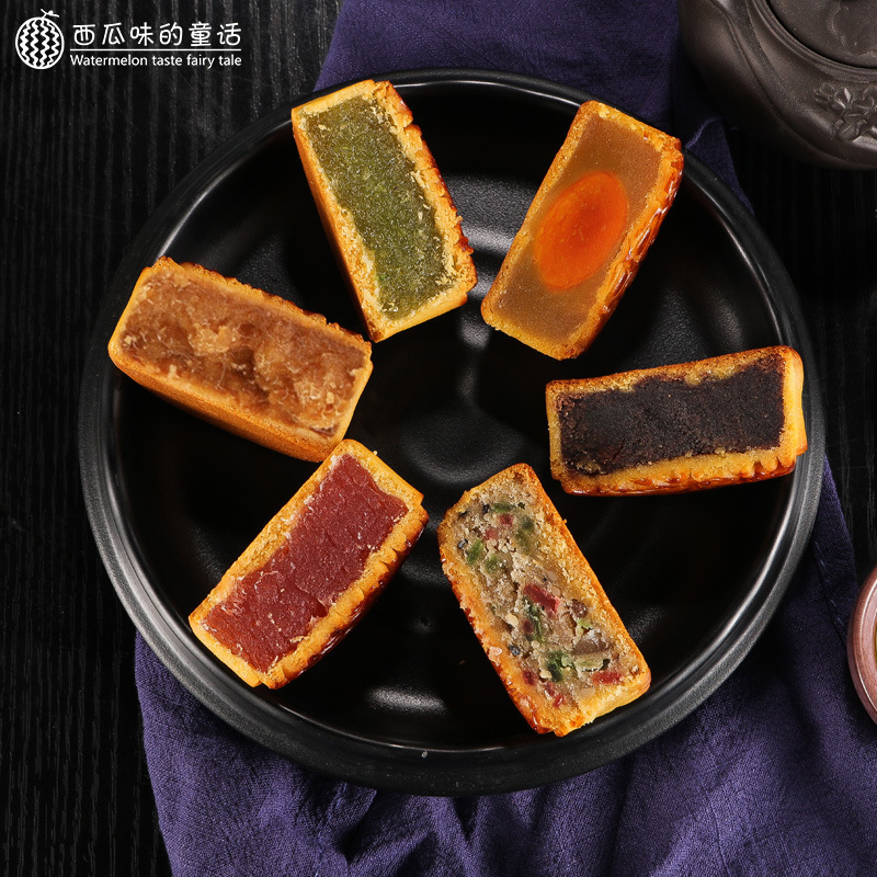 【6味10饼】西瓜味的童话 缤纷礼 月圆中秋 广式月饼礼盒800g（80g*10枚）传统糕点 中秋节礼