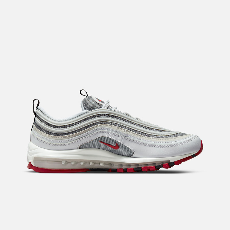 nike air max 97 "white bullet" 复古休闲跑步鞋 银白红 dm0027-100