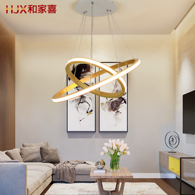 和家喜 北欧创意个性客厅网红ins木质圆环吊灯餐厅灯现代简约led卧室灯具