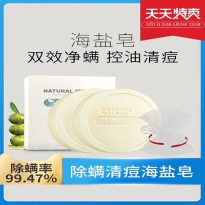 自然旋律海盐皂除螨皂硫磺皂去螨虫面部背部洗脸祛痘手工香皂马油 海盐皂100g+起泡网