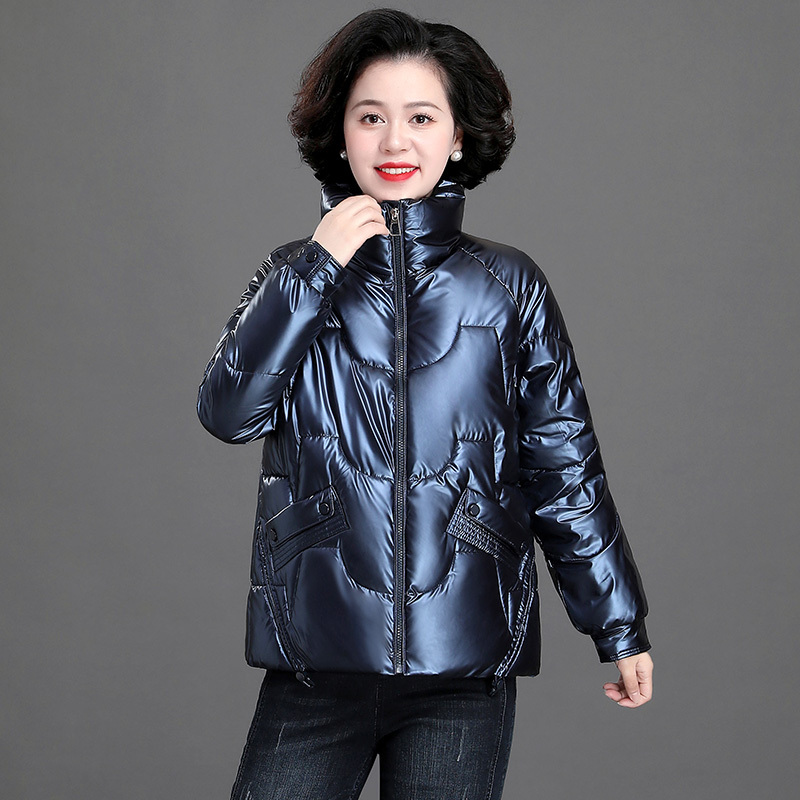 金蔚臻 妈妈冬装外套羽绒棉服冬款中年女装免洗亮面小棉袄中老年人秋冬加厚棉衣