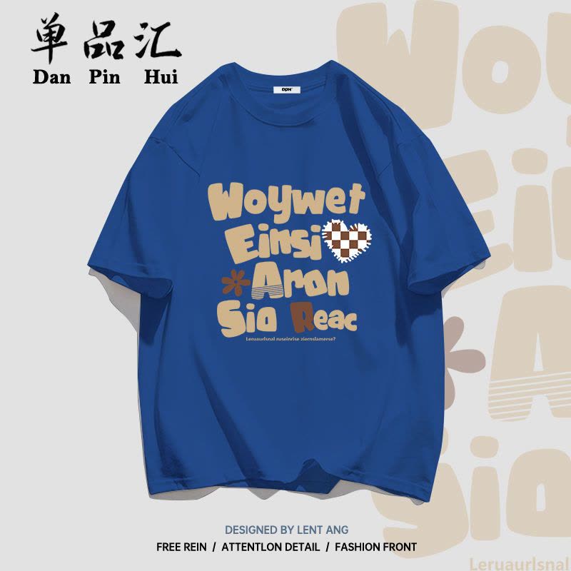 单品汇 纯棉T恤男女夏季新款短袖学生情侣卡通字母印花宽松上衣潮图片
