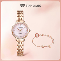 天王新品星辰系列时尚钢带女表珍珠母贝表盘优雅女士手表31275 樱花粉