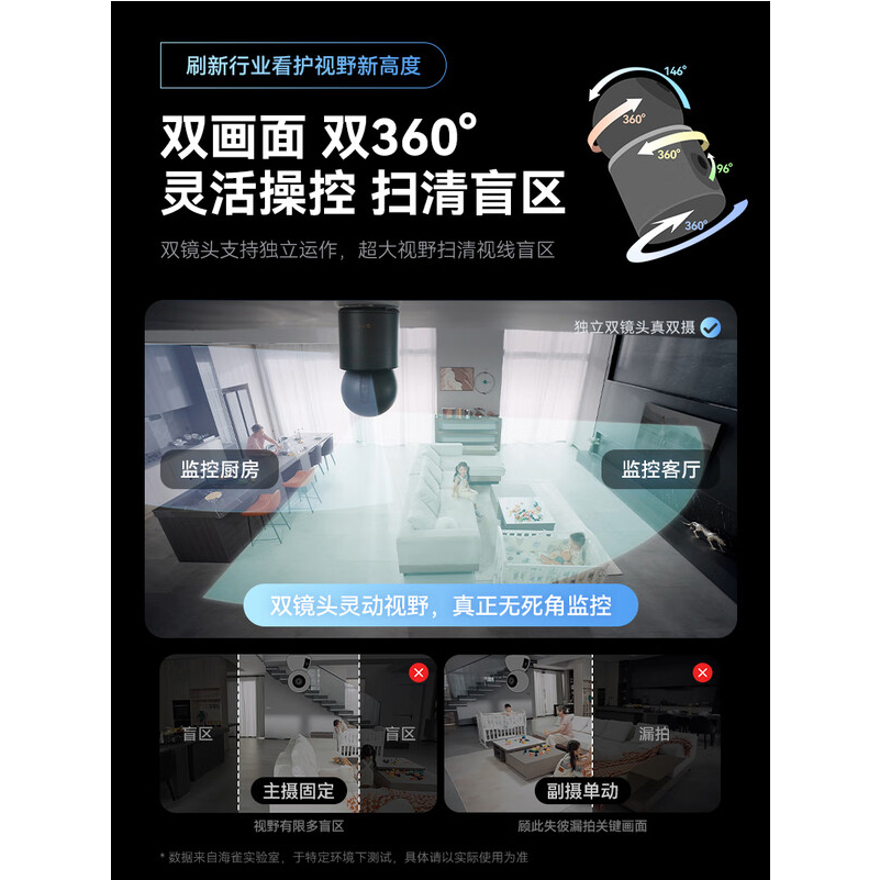 海雀 华为智选 智能摄像头 双雀Max 64G 曜石黑 个高清大图