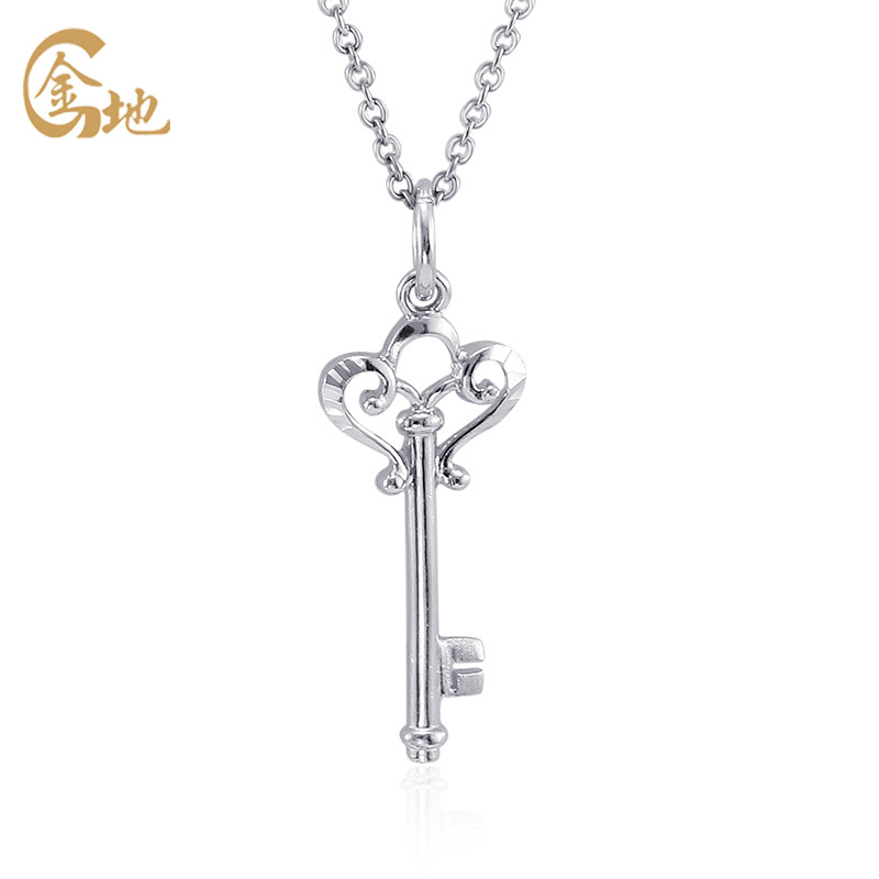 金地珠宝足铂时尚镂空钥匙铂金吊坠铂金吊坠女款足铂钥匙吊坠金钥匙