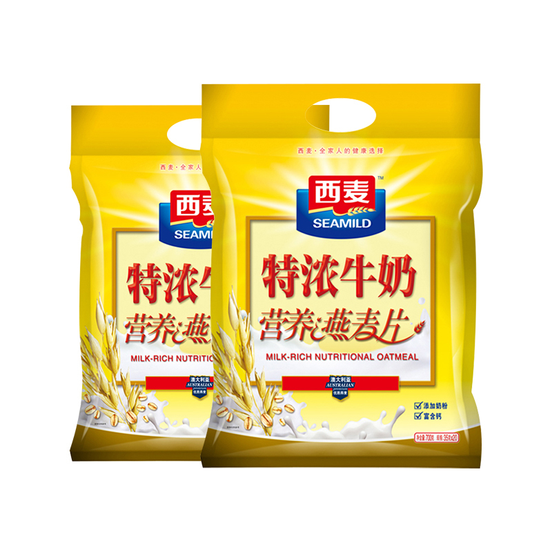 西麦(SEAMILD) 特浓牛奶营养燕麦片 700g*2袋装 独立小包 即食免煮 冲饮麦片 营养谷物早餐