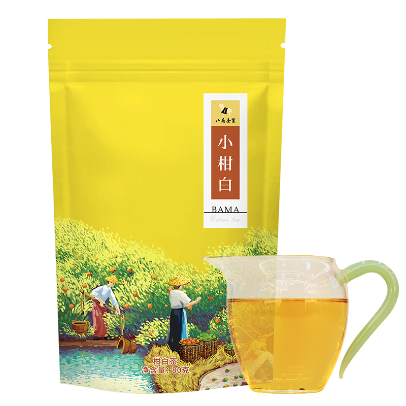 八马茶叶 柑柑好小柑白 新会柑皮白茶直立袋装80g