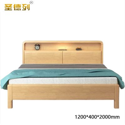 圣德列实木床带灯硬靠床TM-909# 1200*400*2000mm