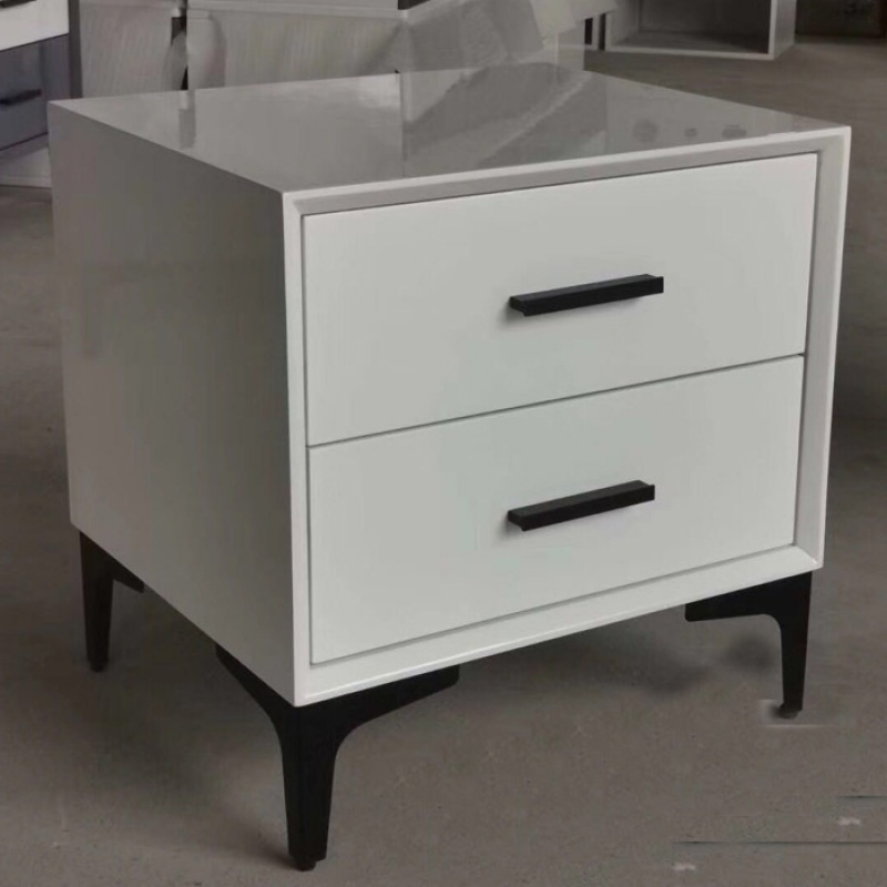 卧室白色烤漆床头柜阿斯卡利ascari简约现代风客厅小收纳柜子整装床边