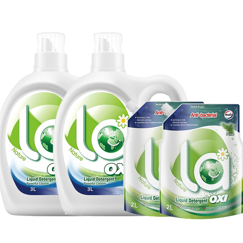 威露士洗衣液la有氧洗20斤装(松木3L瓶装*2+2L袋装*2) 除菌除螨温和洁净 香味持久留香
