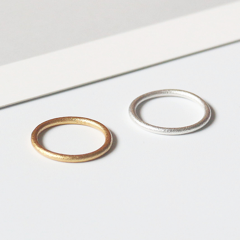 古法纯银S925银戒指ins简约百搭银指环金色手工银饰品学生女潮品送女朋友老婆情人节七夕生日礼物