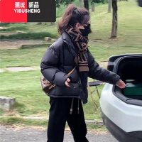 YIBUSHENG2023年新款冬季羽绒棉服女韩版加厚小个子面包服棉衣棉袄宽松外袄 M推荐105-125斤 黑色